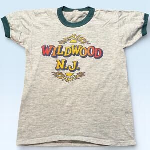 Vtg Wildwood NJ Shirt XS Ringer Tourist Beach Souvenir 80s